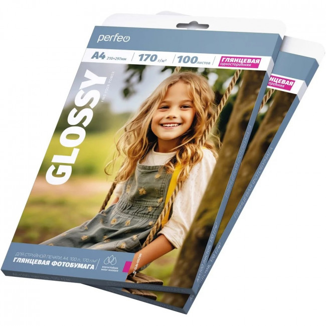 Фотобумага A4 170 г/м2 глянцевая 100л, Perfeo/PF-GLA4-170/100