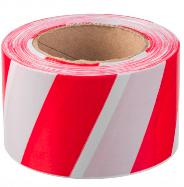 Лента оградительная сигнальная красно-белая, 75 мм х 200 м, СТАНДАРТ, основа полиэтилен, ЛО 200/75