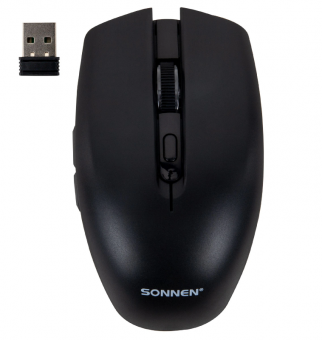 Мышь беспроводная USB, 800/1200/1600 dpi, 5 кнопок + колесо-кнопка, оптическая, SONNEN Q80, черная, 513945