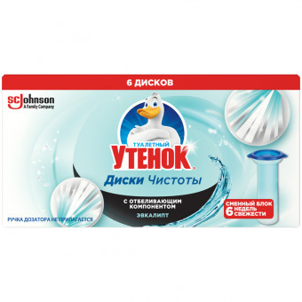 Очиститель унитаза Туалетный утенок Диски чистоты в сменном блоке "Эвкалипт", 38г