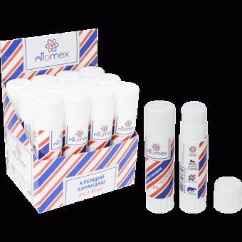 Клеящий карандаш PVA основа "Attomex" 21 г в картонном дисплее с пластиковым поддоном