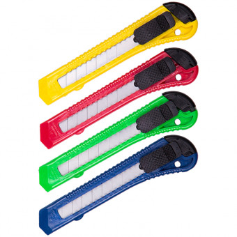 Нож канцелярский 18мм OfficeSpace, с фиксатором, европодвес (178794)