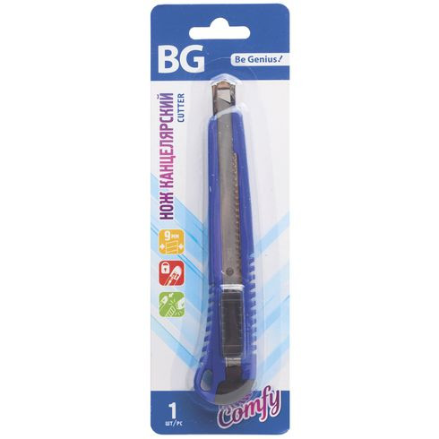 Нож канцелярский "Comfy", 9 мм, система "Auto-lock", пластиковый корпус, металлическая направляющая, ассорти, блистер с европoдвесом (24) Нож канцелярский "Comfy", 9 мм, система "Auto-lock", пластиковый корпус, металлическая направляющая, ассорти, блистер с европoдвесом (24)