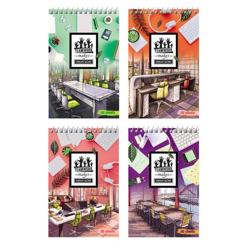 Блокнот А6 гребень 80л. клетка "Teamwork"