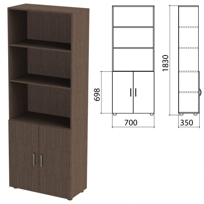 Шкаф полузакрытый "Канц", 700х350х1830 мм, цвет венге (КОМПЛЕКТ) Шкаф полузакрытый "Канц", 700х350х1830 мм, цвет венге (КОМПЛЕКТ)