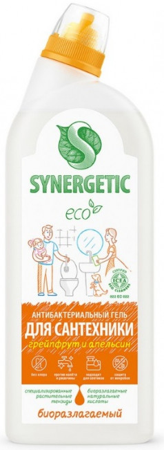 Чистящее средство SYNERGETIC Грейпфрут и апельсин, для сантехники, биоразлагаемое, 700 мл
