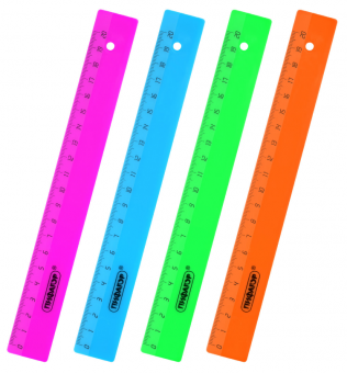 Линейка 20см СТАММ "Neon", непрозрачная, неоновая, ассорти, ЛН11