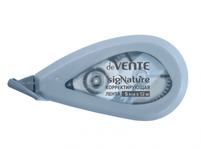 Корректирующая лента "deVENTE. sigNATURE" 5 ммx12 м, полупрозрачный корпус с цветной рамкой, сумеречный синий, фронтальный аппликатор, в картонном блистере