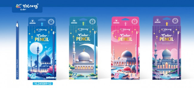Набор цветных карандашей 12цв.,"Тадж-Махал" заточенные, трехгранные, Yalong/YL241089-12