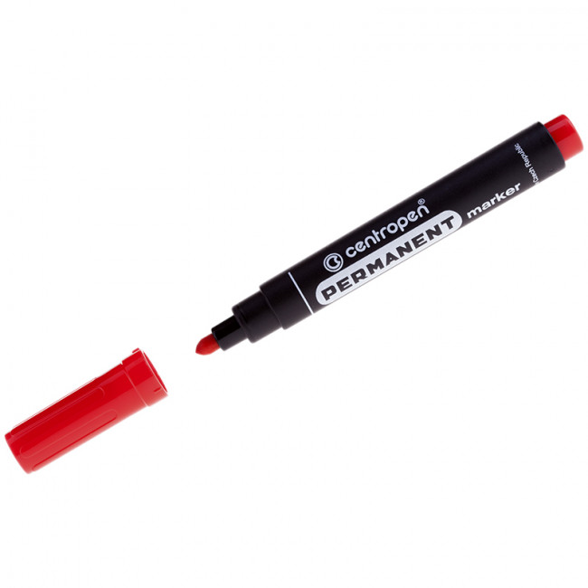 Маркер перманентный Centropen "8566" красный, пулевидный, 2,5мм (10)