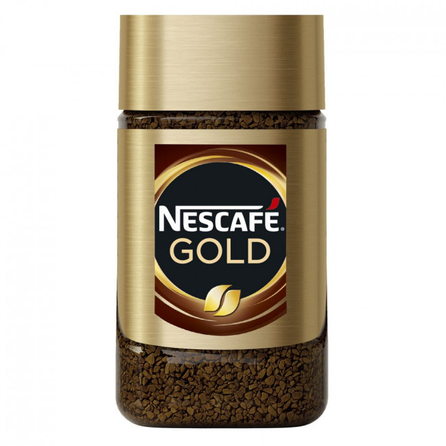 Кофе молотый в растворимом NESCAFE (Нескафе) "Gold", сублимированный, 190г, стеклянная банка