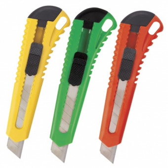 Нож канцелярский 18 мм BRAUBERG "Classic", фиксатор, корпус ассорти, упаковка с европодвесом