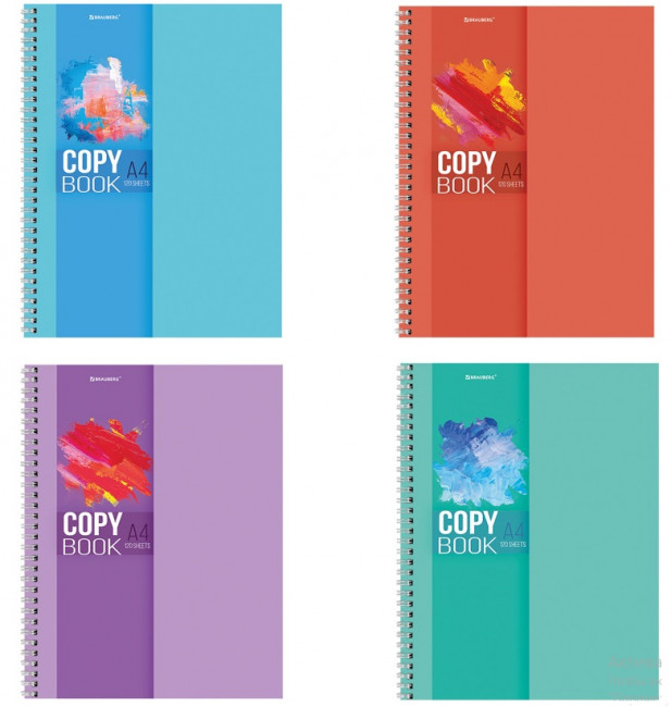 Тетрадь А4, 120 л., BRAUBERG гребень, клетка, обложка картон, "Vision" (4)