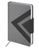 Ежедневник недатированный А5 138x213 мм BRAUBERG "Waves" под кожу, застежка 160 л., черный/серый, 111875