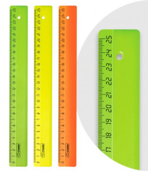Линейка 25см СТАММ флуоресцентная,  ЛН21
