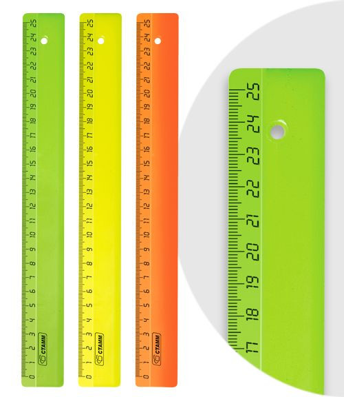 Линейка 25см СТАММ флуоресцентная,  ЛН21