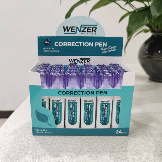 Корректор - ручка WENZER OFFiCE, 12 мл, мет. наконечник, быстросохнущий (24/576)