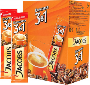 Кофе растворимый JACOBS "3в1 Классик", 12 г, пакетик