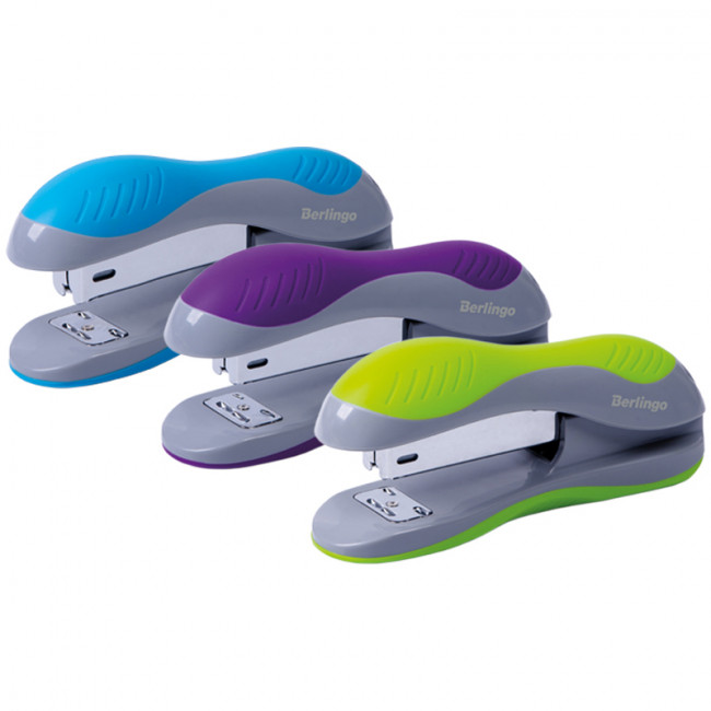Степлер №24/6, 26/6 Berlingo "Office Soft" до 25л., пластиковый корпус, ассорти