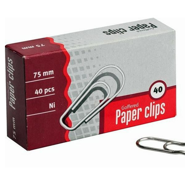 Скрепки, 75 мм, гофрированные, оцинкованные, 40 шт. арт.Г75-40Ц