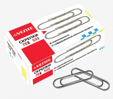 Скрепки 78 мм. "deVENTE" (50 шт) гофрированные оцинкованные Скрепки 78 мм. "deVENTE" (50 шт) гофрированные оцинкованные