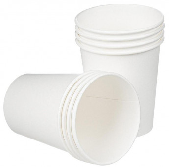 Стакан одноразовый 200 мл, 50 шт., бумажный однослойный, для холодного и горячего, БЕЛЫЙ, СКАНДИПАКК, -0000