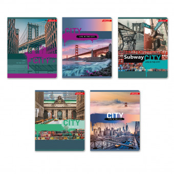 Тетрадь А5+ 96л клетка, скрепка  "Мегаполис", Светоч (5)