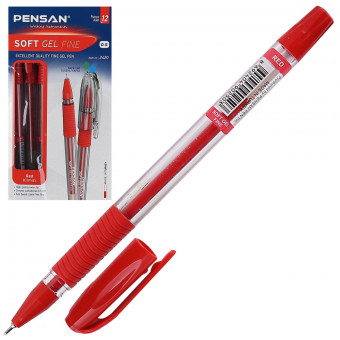 Ручка гелевая 0,5мм красная "Soft gel", PENSAN/1820725/2420К (12)