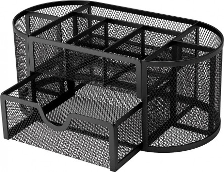 Подставка-органайзер металлическая BRAUBERG "Germanium", 9 секций, 105х220х110 мм, черная