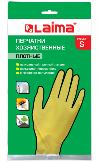 Перчатки хозяйственные латексные LAIMA "Люкс", МНОГОРАЗОВЫЕ, хлопчатобумажное напыление, плотные, размер S (малый), 600569 Перчатки хозяйственные латексные LAIMA "Люкс", МНОГОРАЗОВЫЕ, хлопчатобумажное напыление, плотные, размер S (малый), 600569