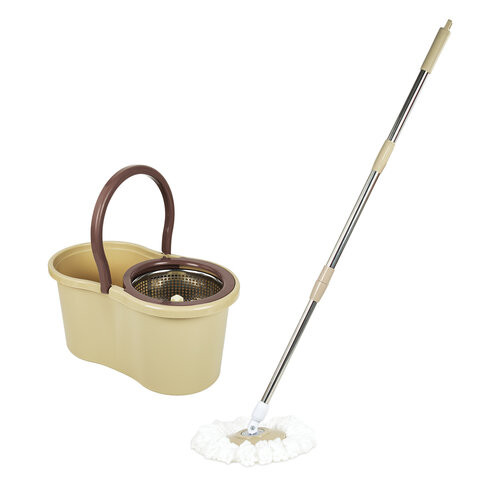 Комплект для уборки: швабра, ведро 7 л/5 л с отжимом центрифуга, 2 насадки, бежевый, LAIMA Комплект для уборки: швабра, ведро 7 л/5 л с отжимом центрифуга, 2 насадки, бежевый, LAIMA