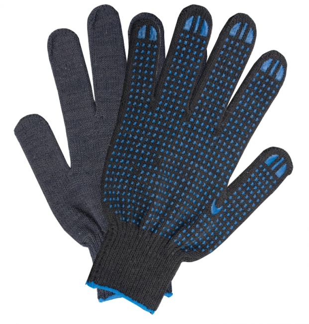 Перчатки хлопчатобумажные, КОМПЛЕКТ 5 ПАР, 10 класс, 40-42 г, 116 текс, ПВХ точка, LAIMA ЛЮКС, ЧЕРНЫЕ, 601914