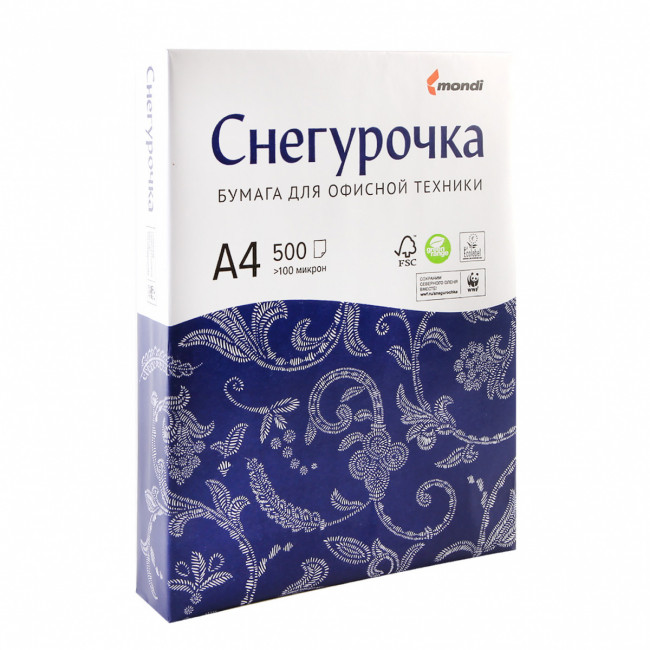 Бумага Снегурочка А4, 80 г/кв.м, 500 листов, класс бумаги С, белизна CIE 146%