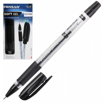Ручка гелевая 0,5мм черная "Soft gel", PENSAN/1599459/2420ч (12)