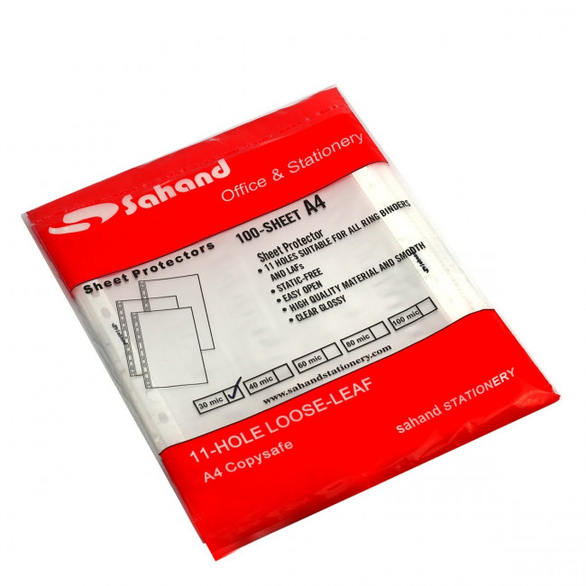 Папка-вкладыш с перфорацией Sahand, А4+ , 30 мкм, глянцевая 1шт. (100/3000)