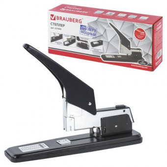 Степлер МОЩНЫЙ №24/6-23/24 металлический BRAUBERG "Heavy duty", до 200 листов, черный