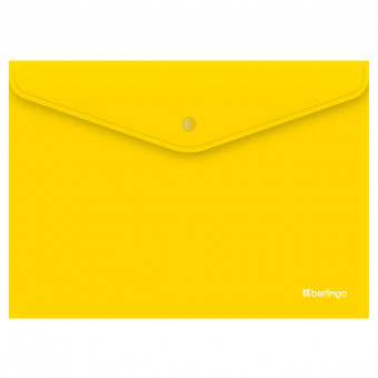 Папка-конверт на кнопке Berlingo "City Style", А4, 200мкм, непрозрачная, желтая