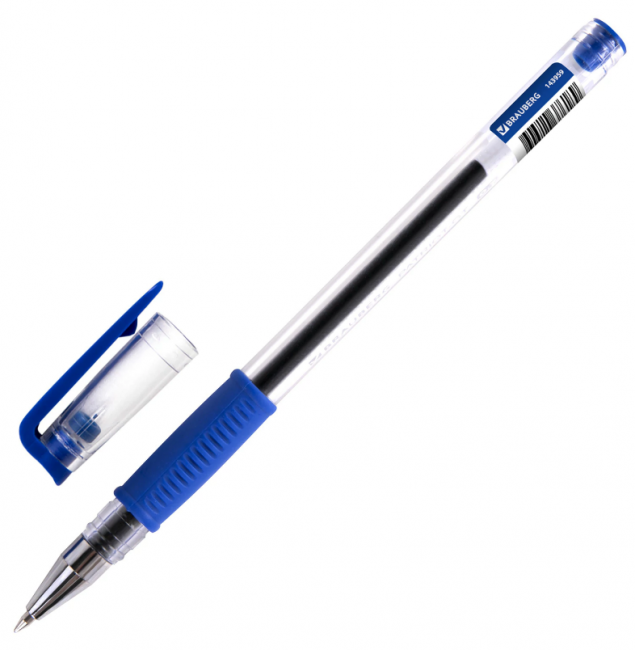 Ручка гелевая РОССИЯ "PATRIOT-GT", СИНЯЯ, корпус прозрачный, узел 0,7 мм, линия письма 0,4 мм, BRAUBERG, 143959