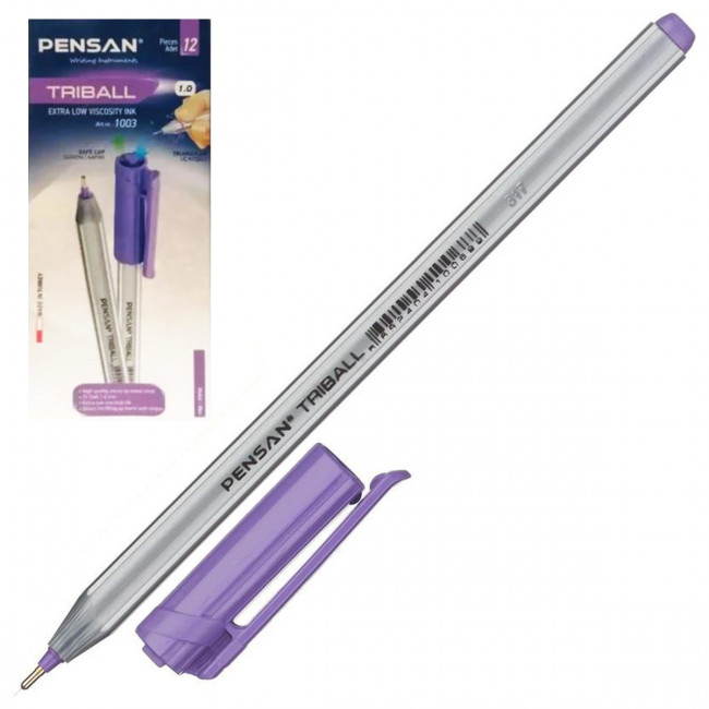 Ручка, пишущий узел 1,0 мм, игольчатая, одноразовая, цвет чернил фиолетовый, Triball, Pensan, 2337770/1003Ф