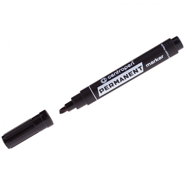 Маркер перманентный Centropen "8576" черный, скошенный, 1-4,6мм (10)