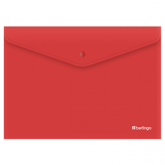 Папка-конверт на кнопке Berlingo "City Style", А4, 200мкм, непрозрачная, красная