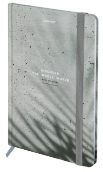 Блокнот с резинкой в клетку 96 л., А5 145х203 мм, твердая обложка, BRAUBERG, "Тени", 116324