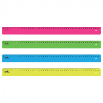 Линейка 50см СТАММ, пластиковая, непрозрачная, неоновые цвета, ассорти