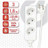 Удлинитель сетевой SONNEN U-131, 3 розетки, без заземления, 6 А, 1,8 м, белый Удлинитель сетевой SONNEN U-131, 3 розетки, без заземления, 6 А, 1,8 м, белый