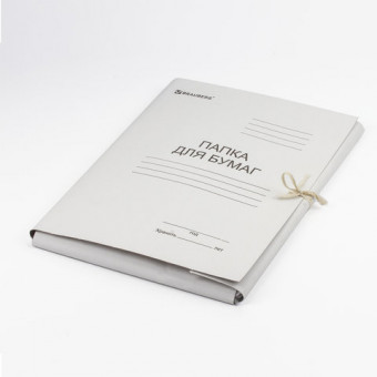 Папка для бумаг с завязками картонная мелованная BRAUBERG, 440 г/м2, до 200 листов