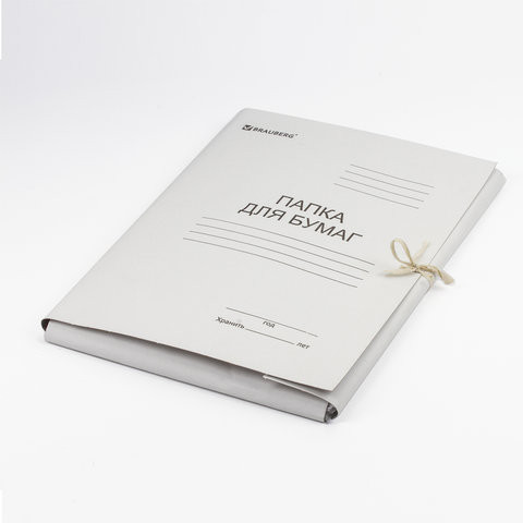 Папка для бумаг с завязками картонная мелованная BRAUBERG, 440 г/м2, до 200 листов