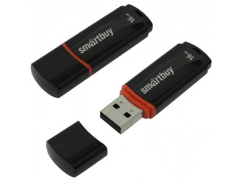 Флеш-диск 16 GB, SMARTBUY Crown, USB 2.0, черный