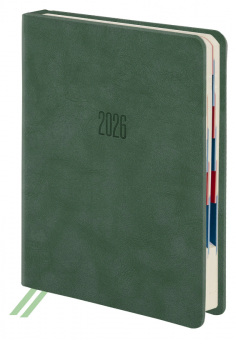 Ежедневник датированный 2026 B6 125х173 мм, GALANT "Vivid", под кожу, зеленый, 117409