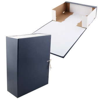 Короб архивный, 330*240 мм, картон с бумвиниловым покрытием, цвет синий, 100 мм deVENTE