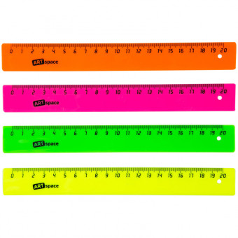 Линейка 20см, ArtSpace, флуоресцентная, ассорти